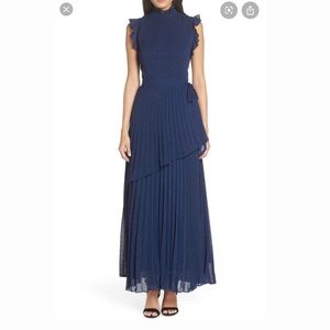 Nordstrom high neck ruffle wrap waist maxi